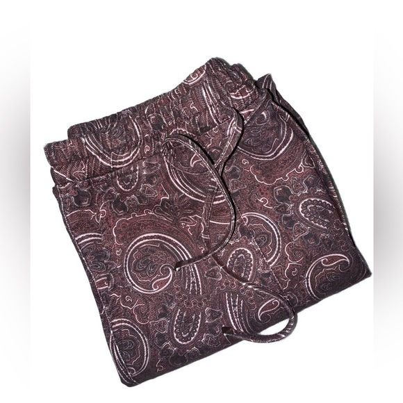 ZARA TRF Paisley Print Drawstring Pants ✨ Size Small | Burgundy boho Trousers - Picture 8 of 12